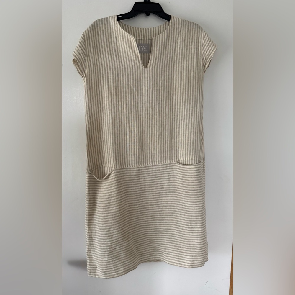 Chic Striped Tan and White Dress